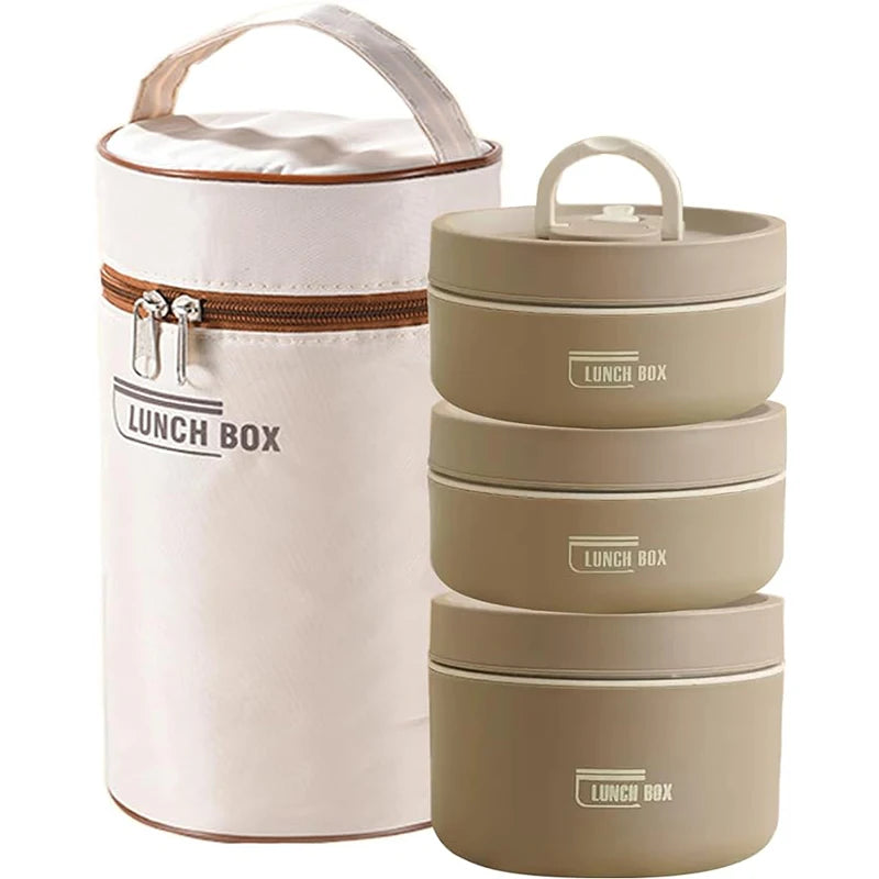 Portable 3 Layer Stainless Steel Insulated Lunch Box for Kids and Adults