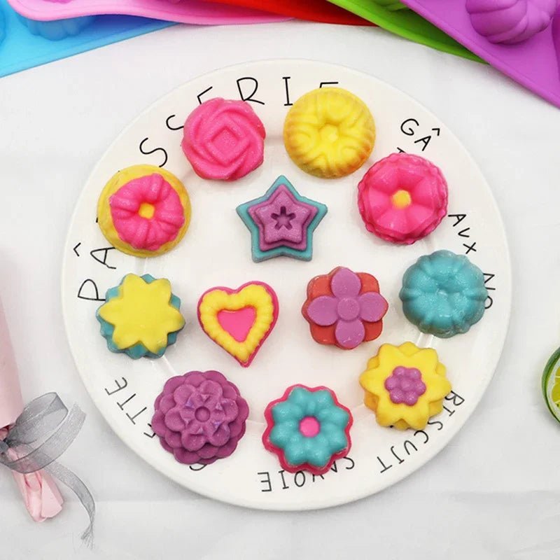 12 - Cavity Silicone Flower Mold – Non - Stick Baking & Dessert Mold – Buy Now at SmartSellHub.shop