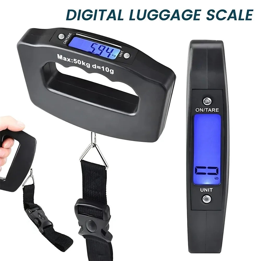Portable Digital Luggage Scale 110lb/50kg LCD Hanging Travel Baggage Weight Scale with Auto Lock & Tare Function