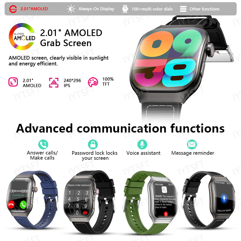 2.01″ HD Smart Watch with Bluetooth Calling, Fitness & Health Tracking
