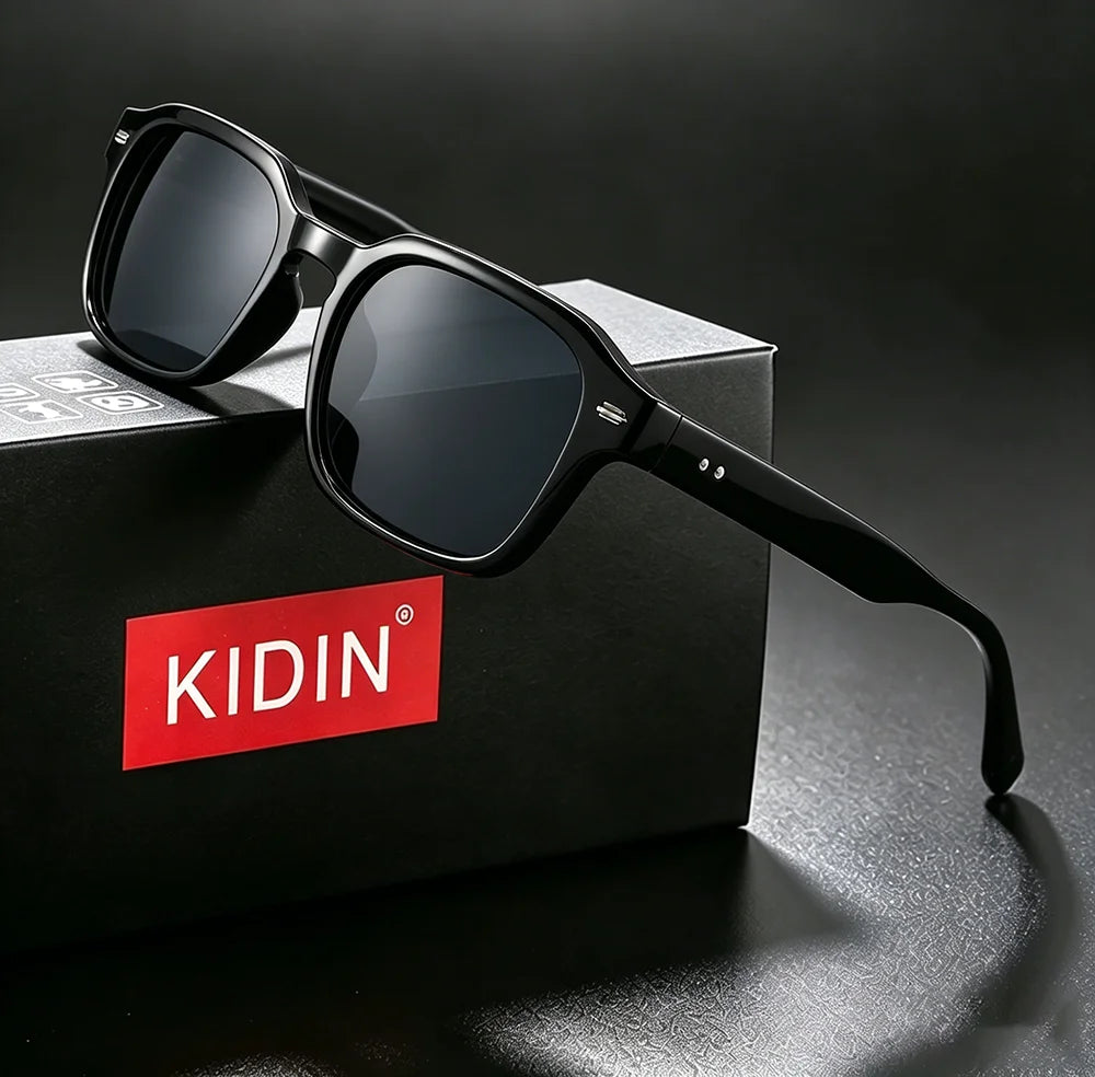 KIDIN Retro Square Rivet Polarized UV400 Sunglasses for Men & Women