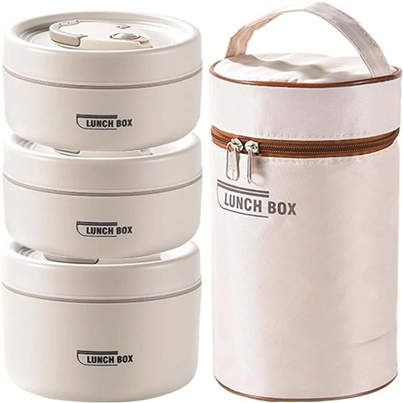 Portable 3 Layer Stainless Steel Insulated Lunch Box for Kids and Adults