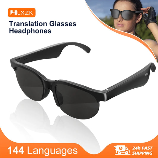 AI Translator Smart Glasses – 144-Language Real-Time Translation, Bluetooth 5.3 Audio Sunglasses