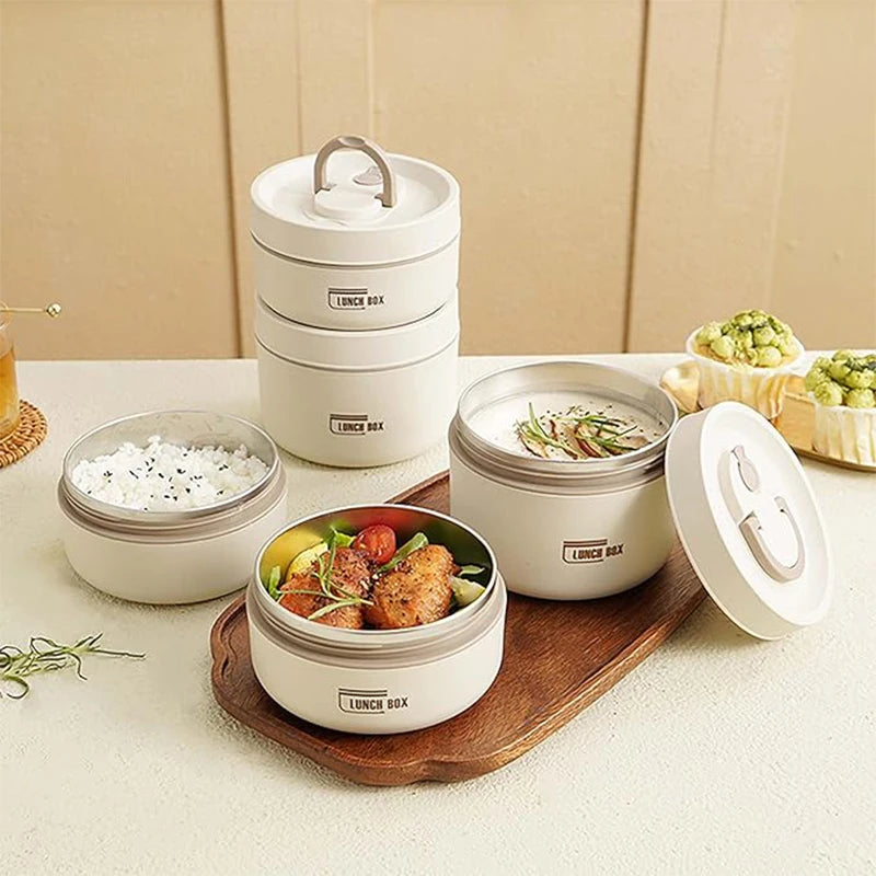 Portable 3 Layer Stainless Steel Insulated Lunch Box for Kids and Adults