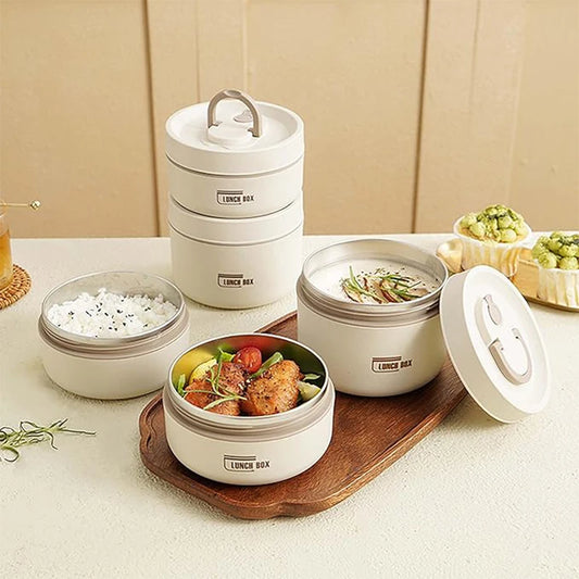 Portable 3 Layer Stainless Steel Insulated Lunch Box for Kids and Adults
