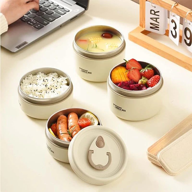 Portable 3 Layer Stainless Steel Insulated Lunch Box for Kids and Adults