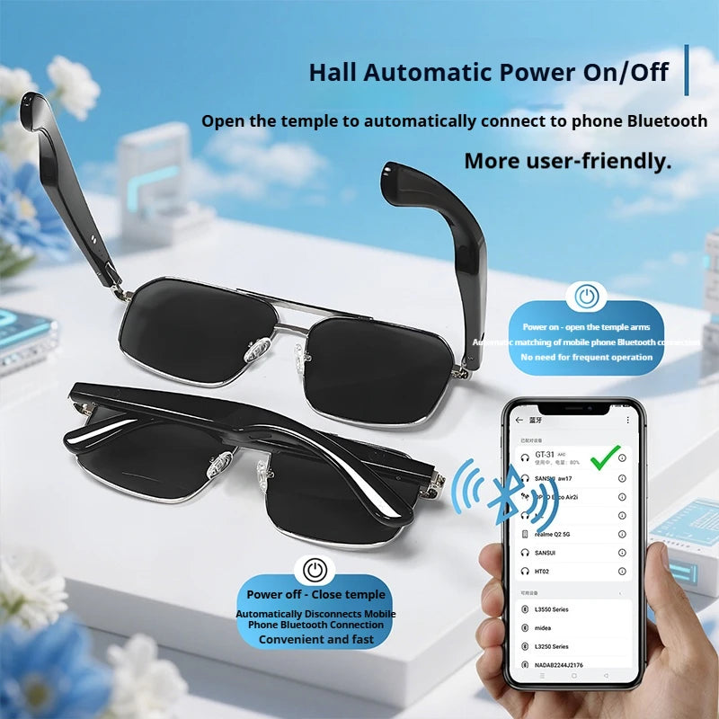 AI Translator Smart Glasses – Bluetooth 5.4 Audio Sunglasses with Real-Time Translation in 160 Languages