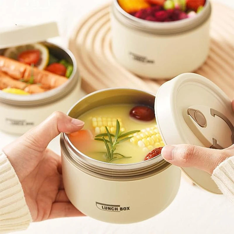Portable 3 Layer Stainless Steel Insulated Lunch Box for Kids and Adults