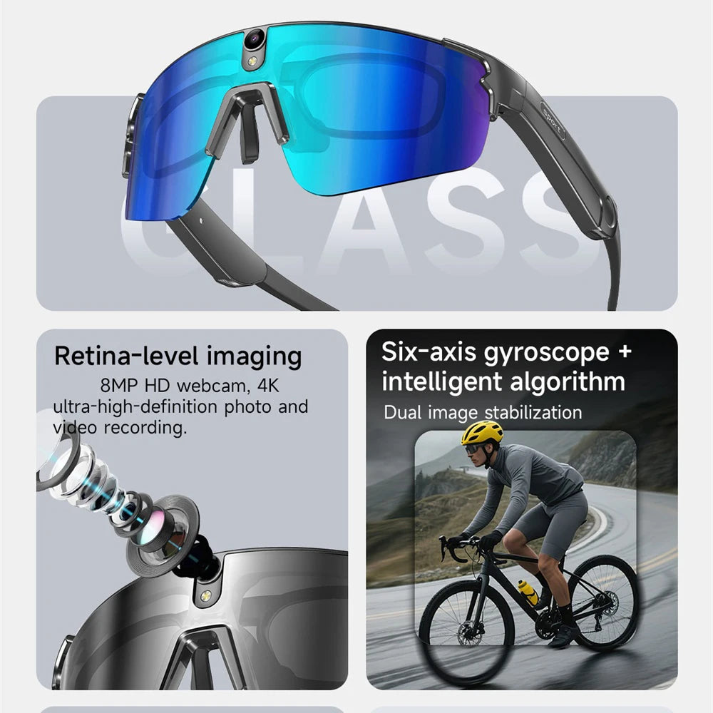 AI Cycling Smart Glasses with 4K Camera, Bluetooth Calls, Translation & Music
