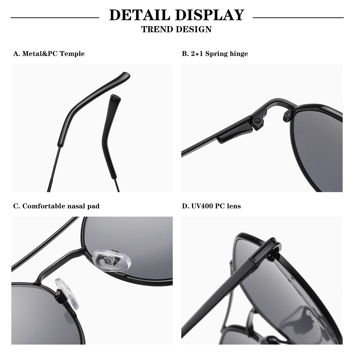 KIDIN Unisex Double Bridge Octagon Aviator UV400 Metal Sunglasses