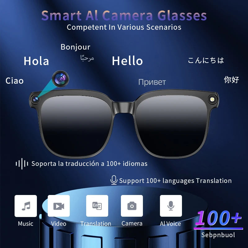 AI Smart Glasses with 1080P Camera, ChatGPT Assistant, Translation & Bluetooth